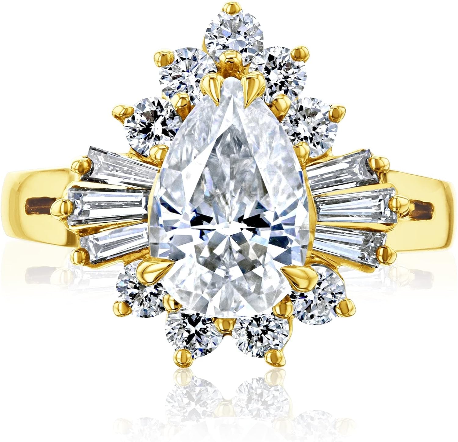 Kobelli Pear Moissanite (GH/VS) and Diamond Ballerina Engagement Ring 14k Gold
