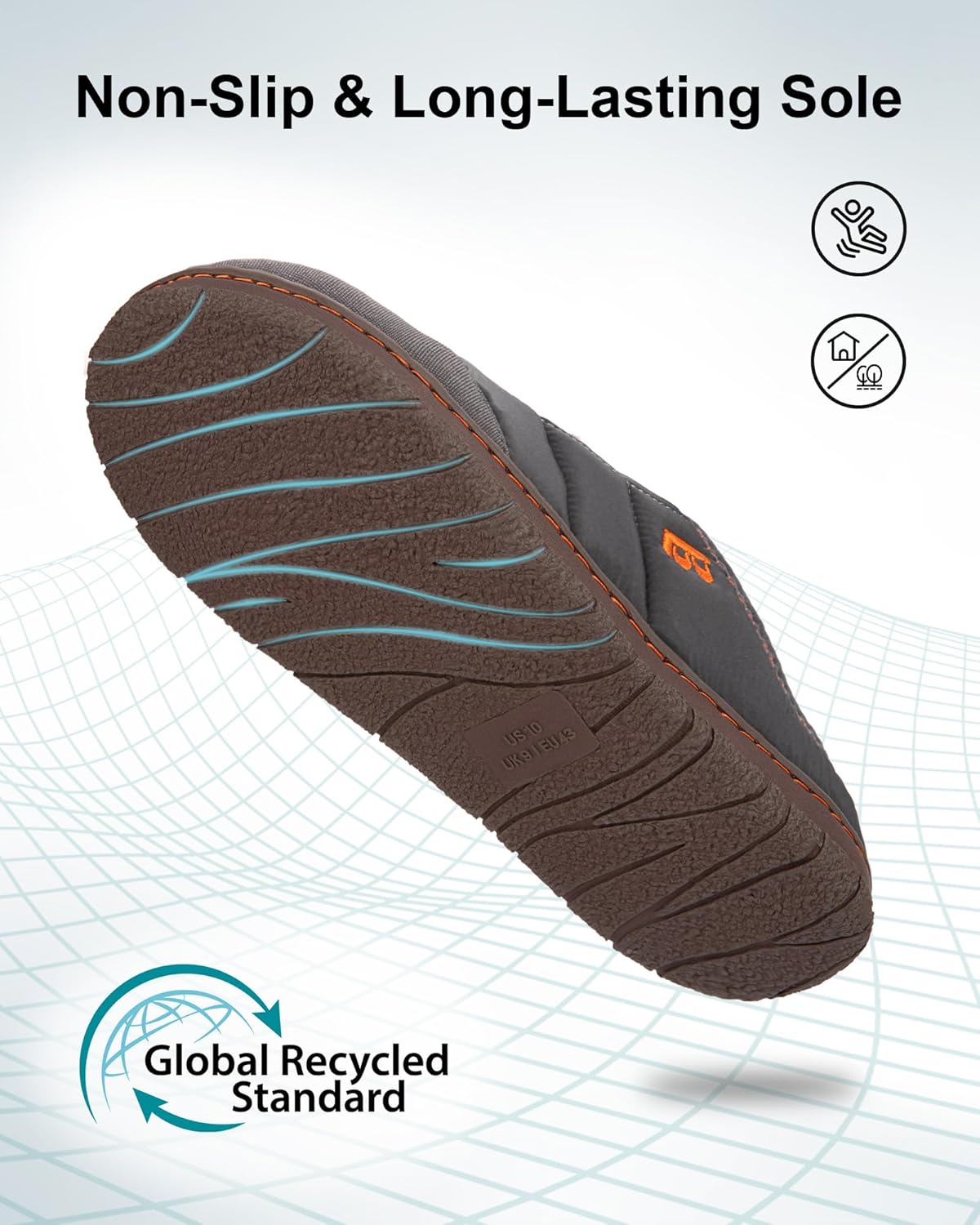 LongBay Mens Slip on Slippers Two-Tone Indoor Outdoor House Shoes Memory Foam Camping Garden Down Clogs - Image 6