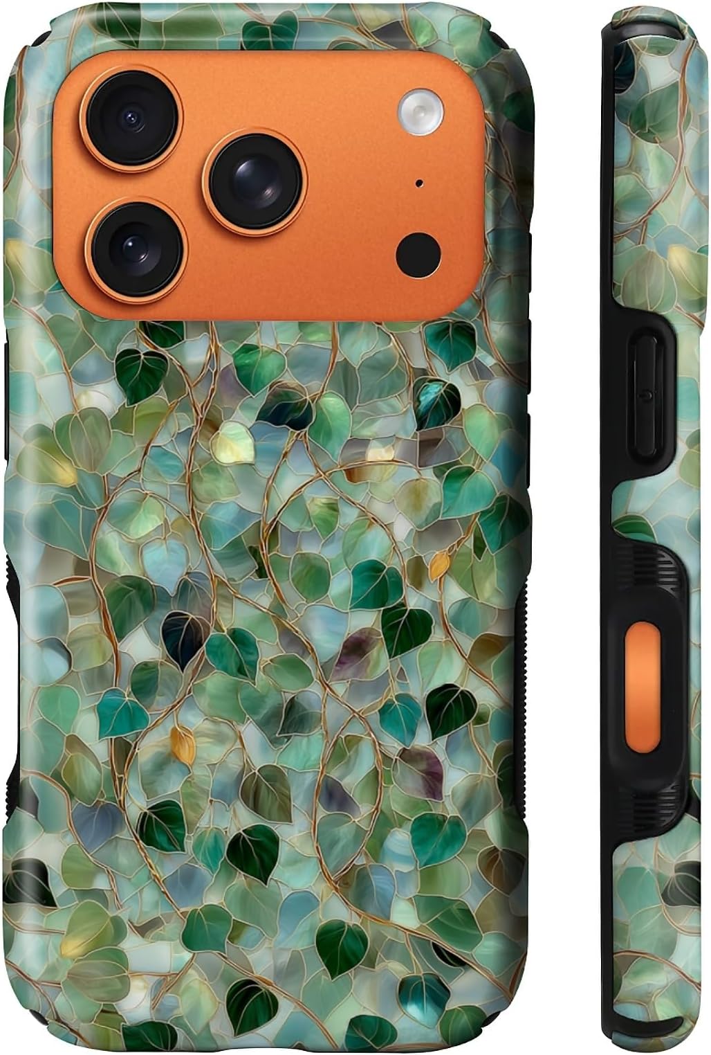 for iPhone 17 Pro Case,Compatible with MagSafe,Dual-Layer Hard Shell + Silicone Cover,Full Body Protection Shockproof Case for iPhone 17 Pro-Wild Flower Stained Glass