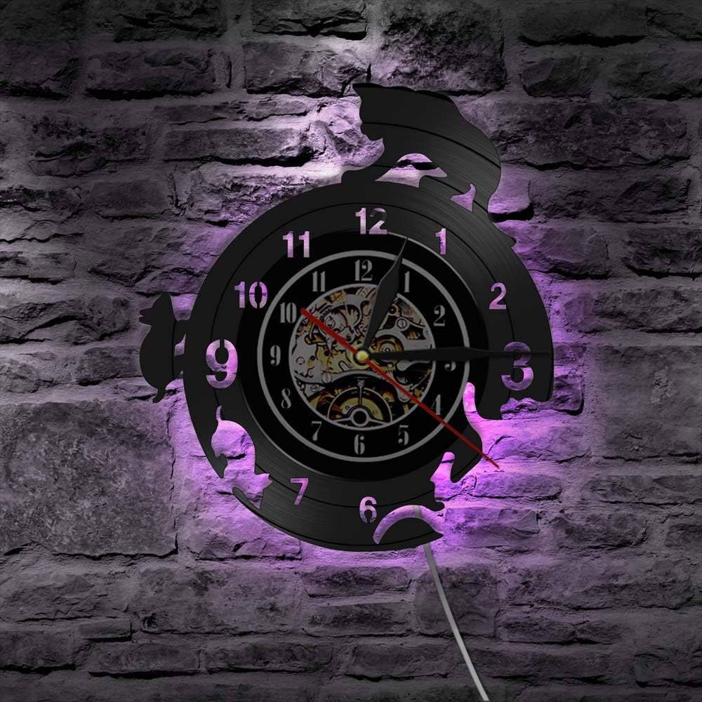 ELD Cat Chasing Mouse Wall Hanging Vintage Quartz Clock Watch Natural Enemy Cat And Mouse Wall Art Decor Vinyl Record Wall Clock Art Wall Clocks Watches