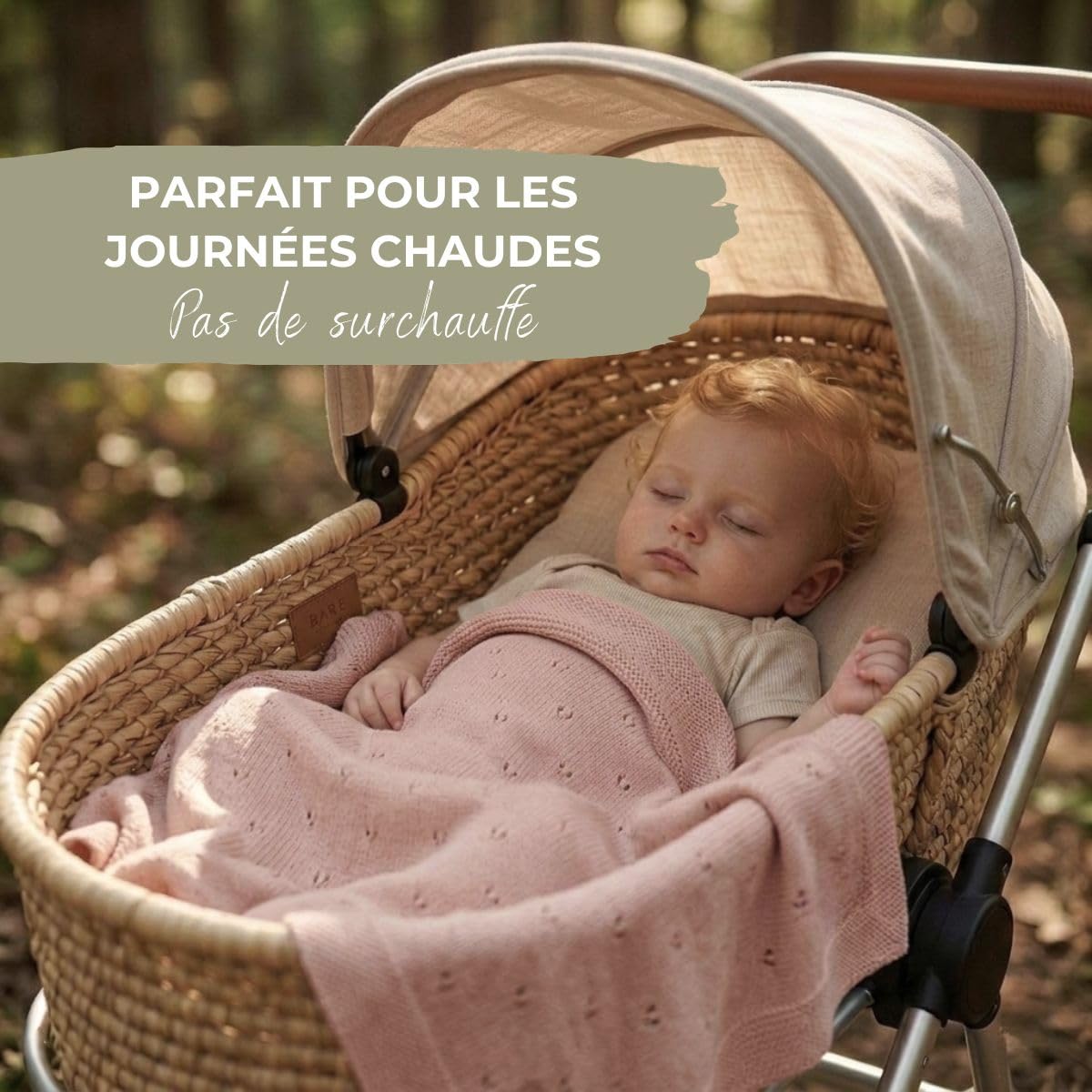 DIKOS Couverture Bébé Fille Été 75×100 cm en Coton Bio Fin (GOTS & Oeko-TEX® 100) – Couverture Tricotée Respirante et Légère pour Nouveau-né, Cadeau de Naissance (Vieux Rose)