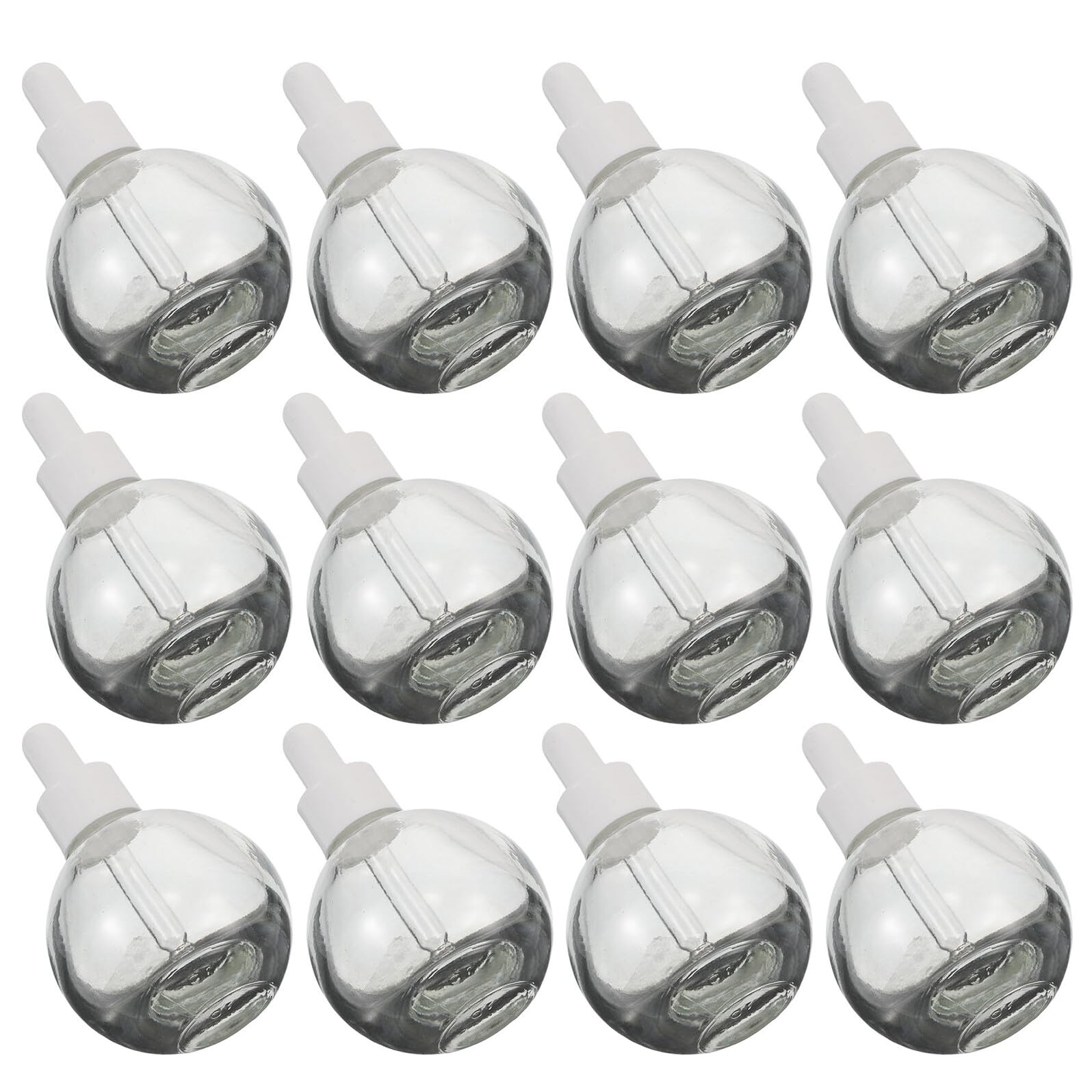NOLITOY 12 Stück 30 ml Glastropfflaschen Kugelflaschen Transparent mit Pipette und Auslaufsicherem Verschlussring Nachfüllbare Probenfläschchen für Ätherische Öle Serum und Körperpflege
