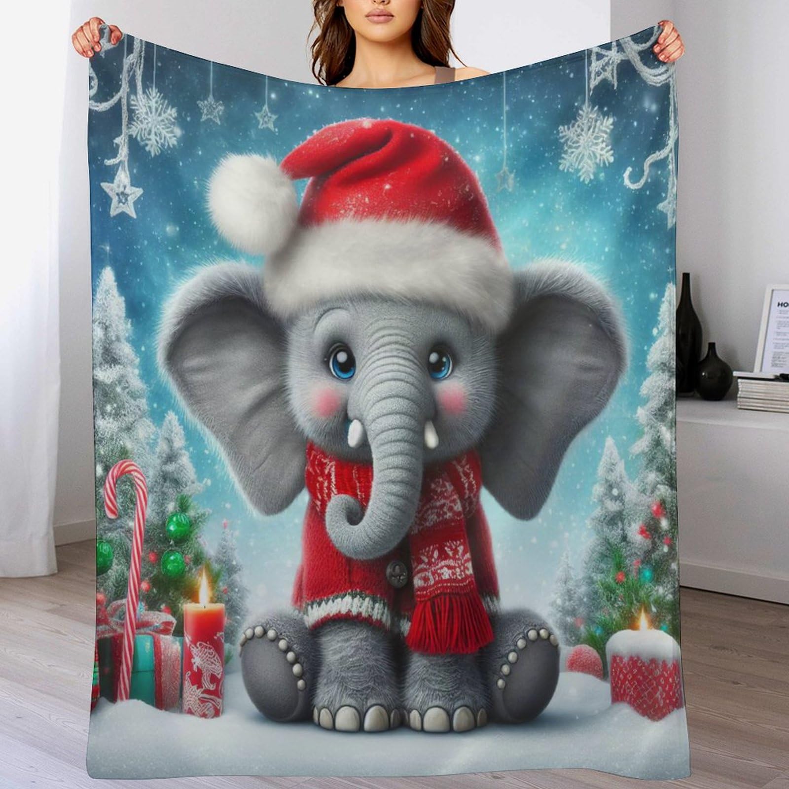 Couverture plaid éléphant jeté de canapé en flanelle chaude et durable