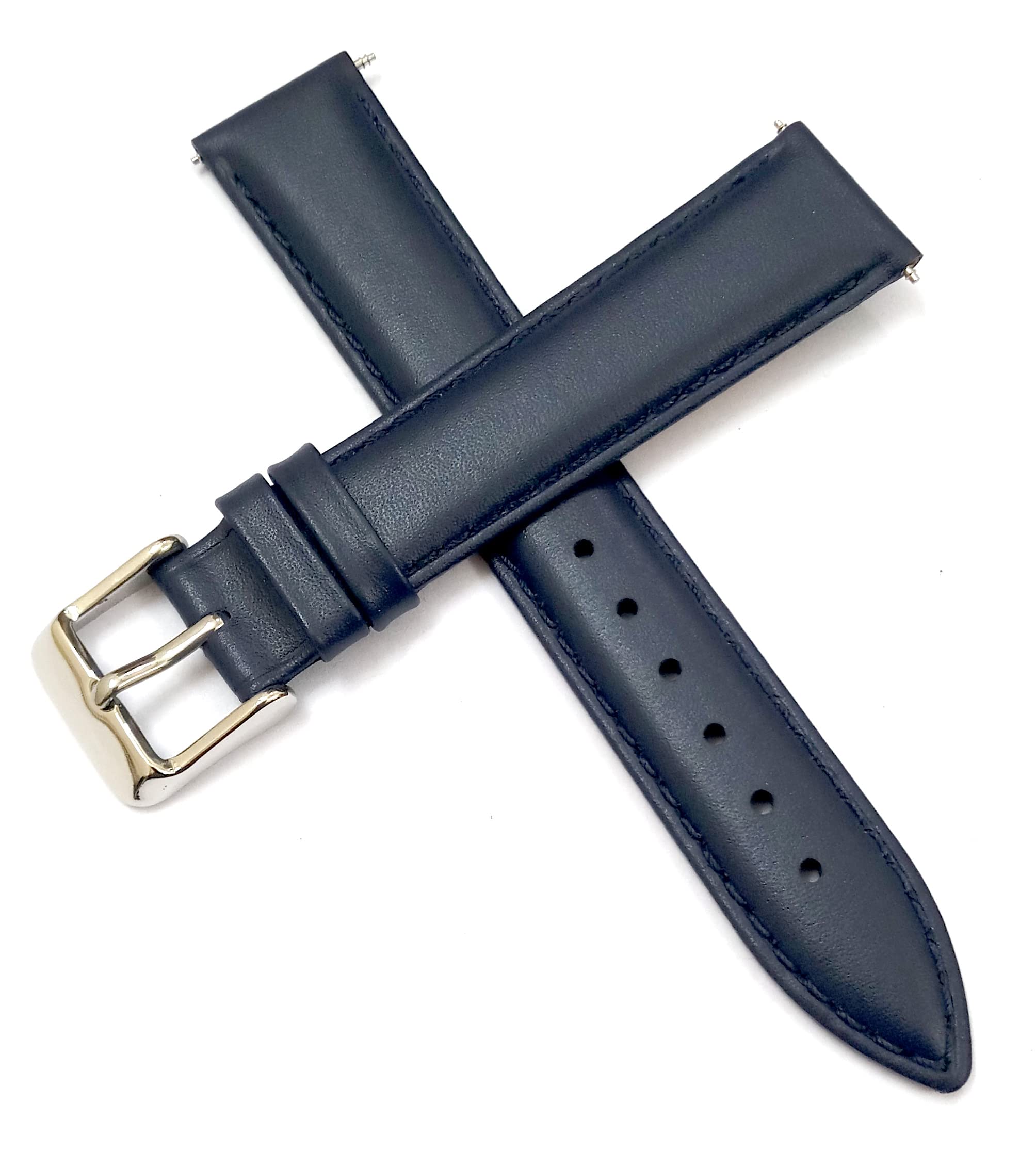 Ewatchaccessories 18mm Genuine Leather Dark Blue Watch Band Strap for Men and Women | Comfortable and Durable Material | Silver Buckle (B0B4P6X1NC) Amazon Price History, Amazon Price Tracker