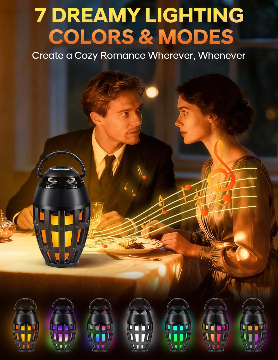 Altoparlanti Bluetooth per esterni con effetto fiamma a LED e cambia colore, impermeabile IPX6, Bluetooth 5.3, ricarica USB, regali per uomo/donna, altoparlante atmosfera torcia per patio, giardino