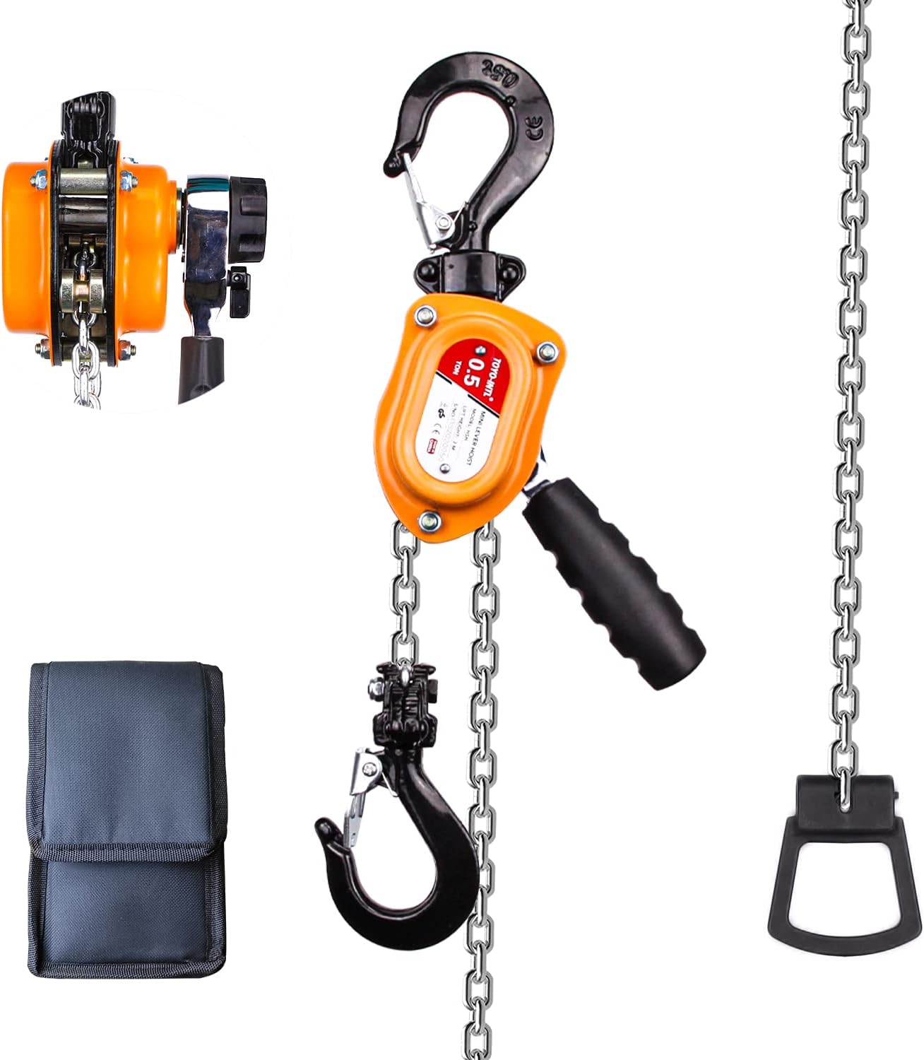 Buy TOYOINTL Mini Lever Block Chain Hoist 0.5 Ton 1100lbs Manual Chain