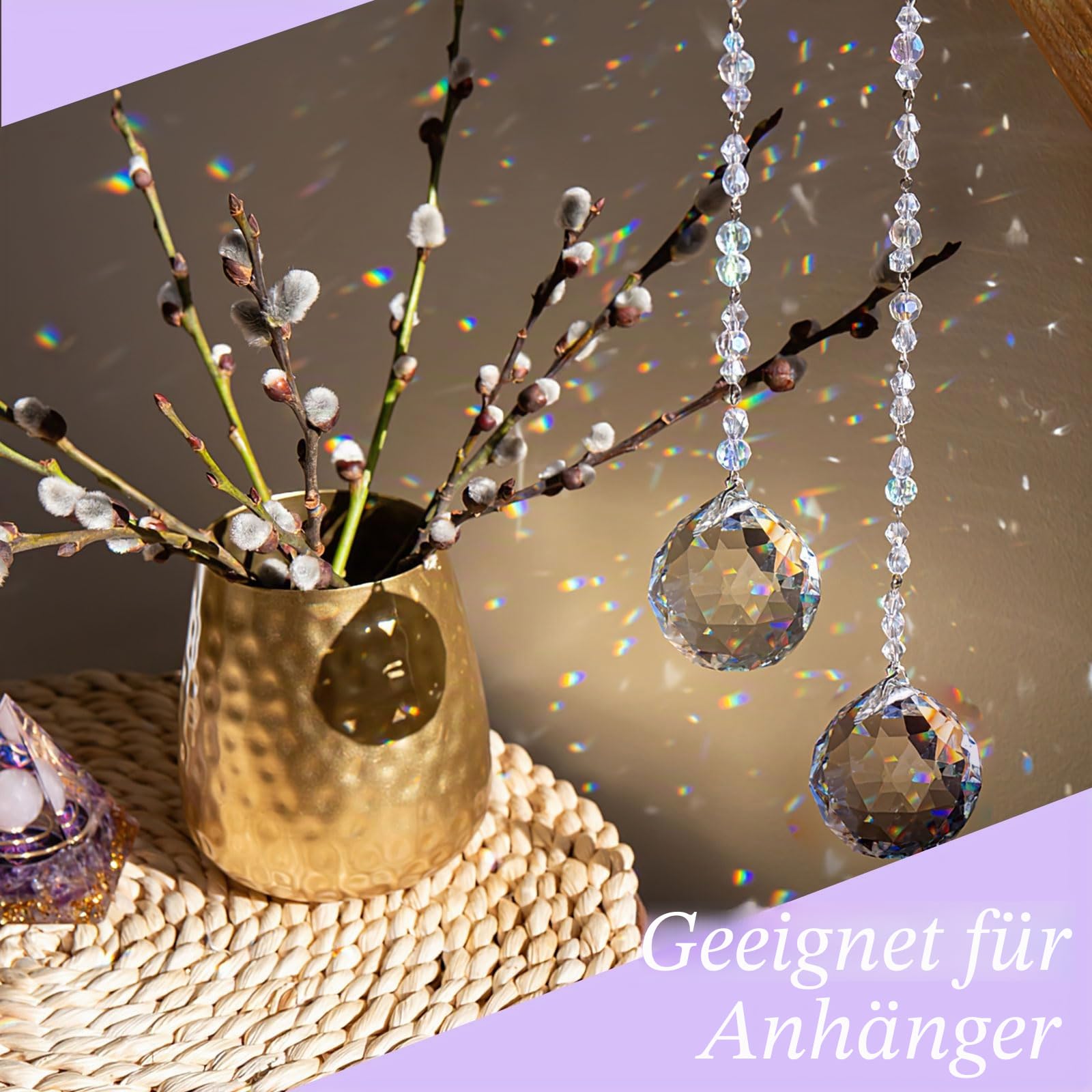 Kristalle zum Aufhängen, 20 Stück Sonnenfänger Kristall, 20mm Prisma Kristall Hängend Glasprisma, Kristallkugel Prisma für Kronleuchter Anhänger, Fenster, Garten, Hochzeit Dekor
