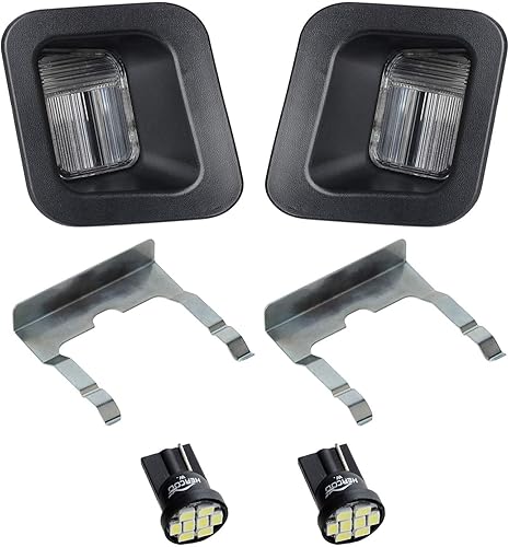 Miniatura 4 de HERCOO Luces de matrícula, lente de lámpara, clips negros, carcasa compatible con Dodge Ram 2003-2018 1500 2500 3500 de repuesto para parachoques