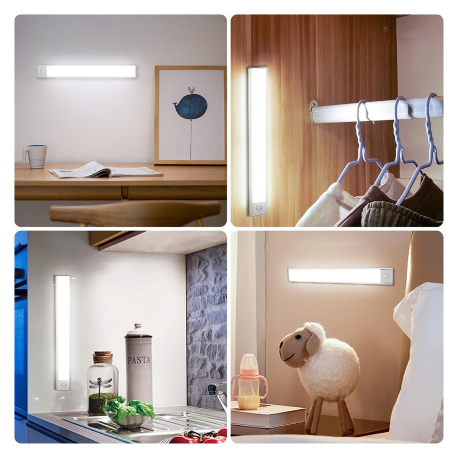 LED-Küchenlampe Mit Bewegungsmelder, Schrankleuchte, 20 Cm/30 Cm/40 Cm/60 Cm, Wiederaufladbar Über USB, LED-Lampe, Leuchtstoffröhre, Dimmer, Menschliche Körpererkennung Einfache Installation(30CM)