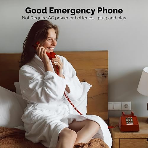 Miniatura 5 de Sangyn Teléfono fijo retro clásico 2500 teléfono de escritorio analógico con indicador timbre mecánico Teléfono con cable vintage Teléfono antiguo