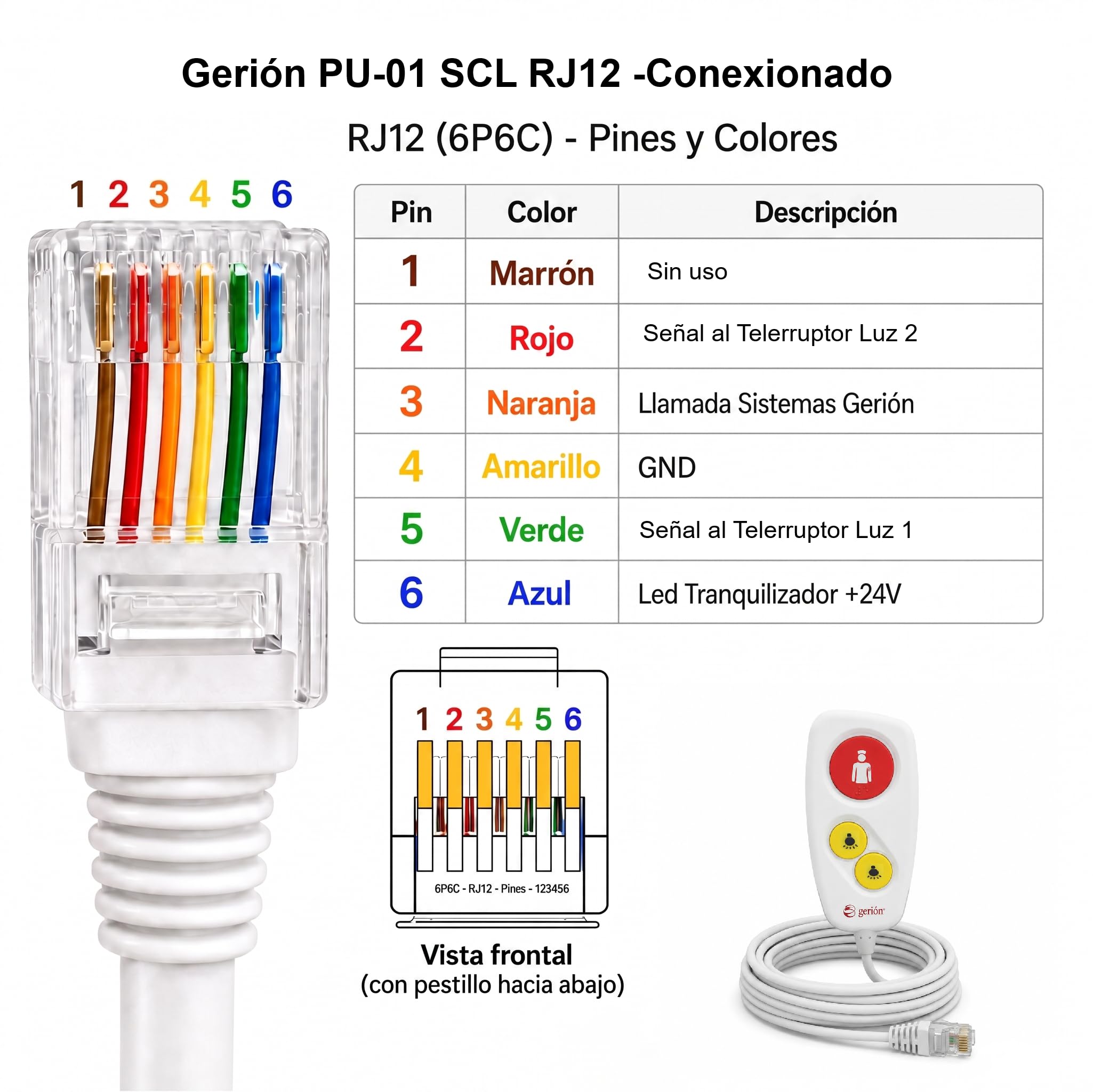 Pulsador De Cama con Control De Luces para Sistemas Gerión. Sistema De Llamadas Paciente Enfermera. Mando Cama Hospitales, Clínicas Y Residencias