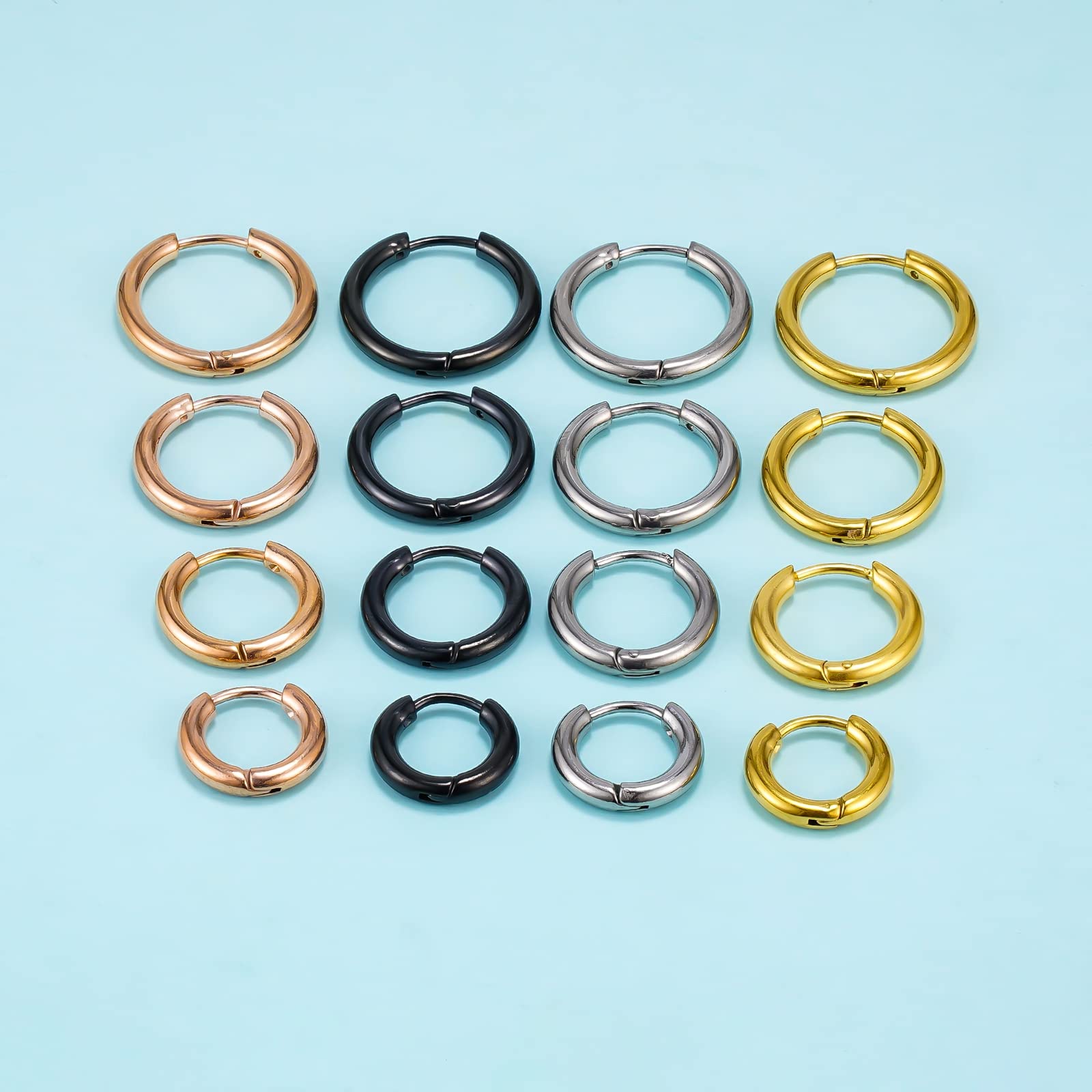 Aretes de aro de titanio, hipoalergénicos, sin níquel, con bisagras, para piel sensible, cartílago, lóbulos helicoidales, Pequeño, Titanio, No es una piedra preciosa 5