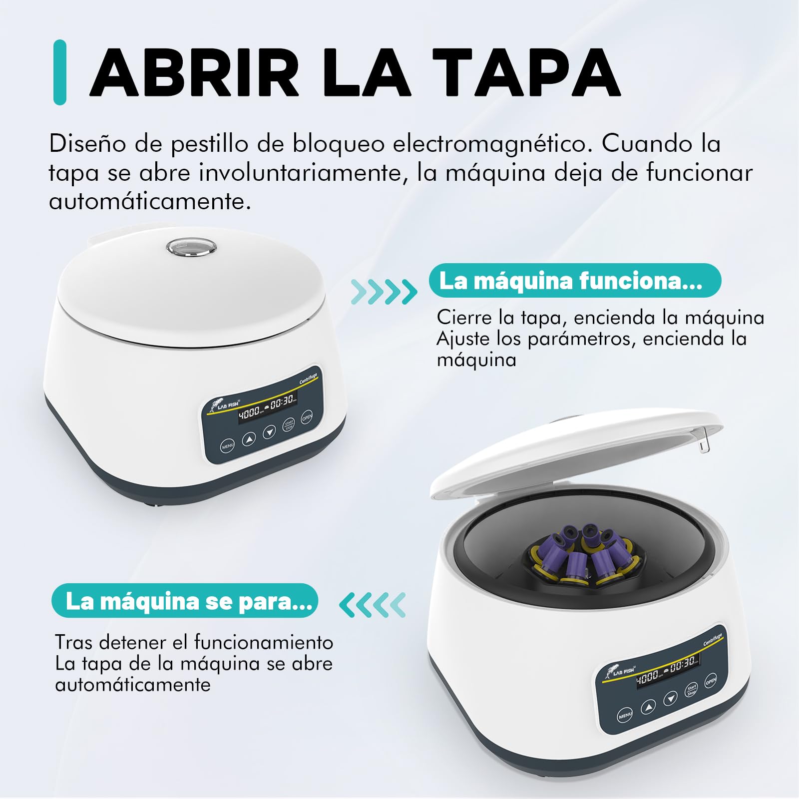 LAB FISH LC-400 Centrífuga de Baja Velocidad 4000 RPM 2173 xg para PRP PRF Tubos 4x15ml u 8x2/5/10ml