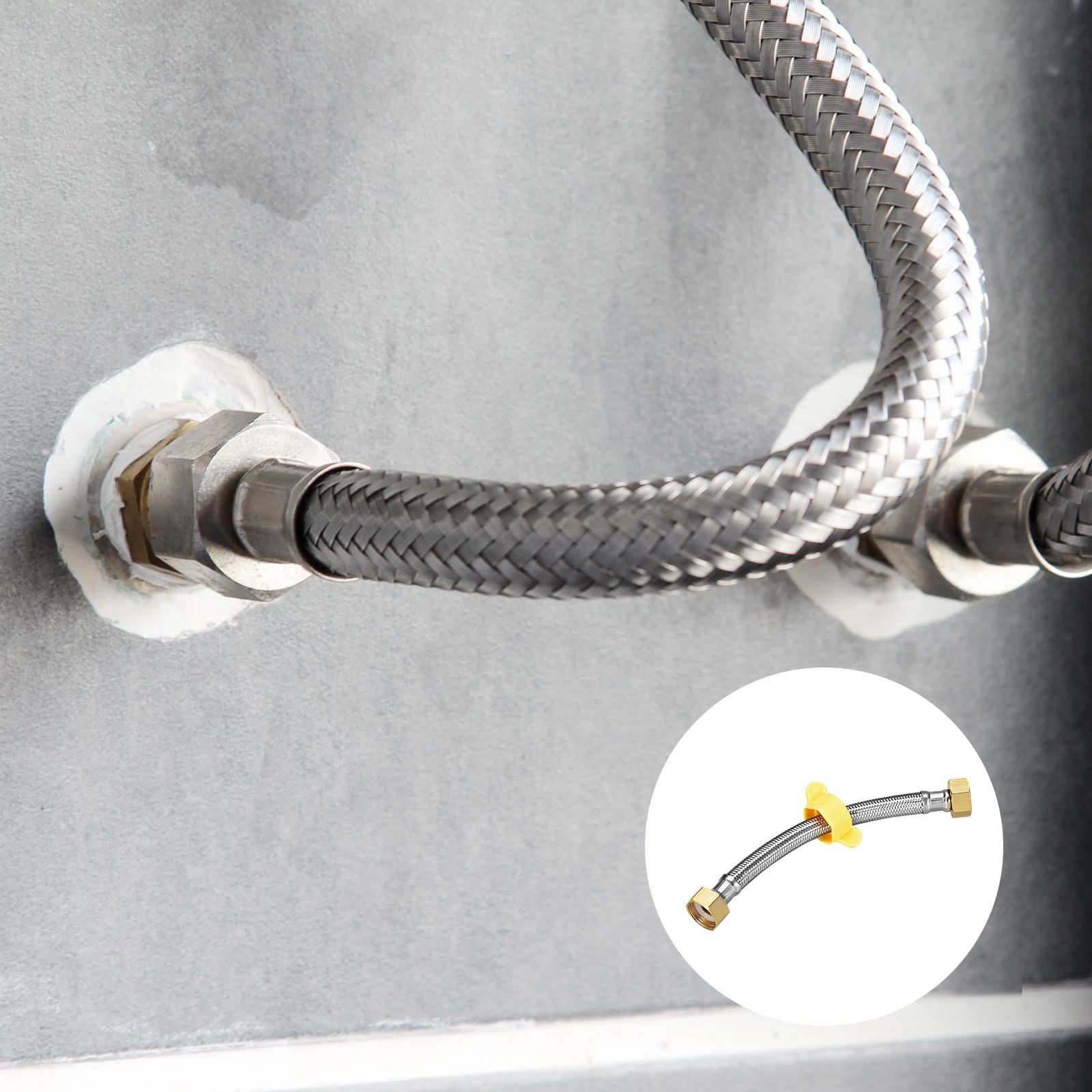 METALLIXITY Faucet Supply Hose Connector (200mm/8) 2Pcs - Image 3
