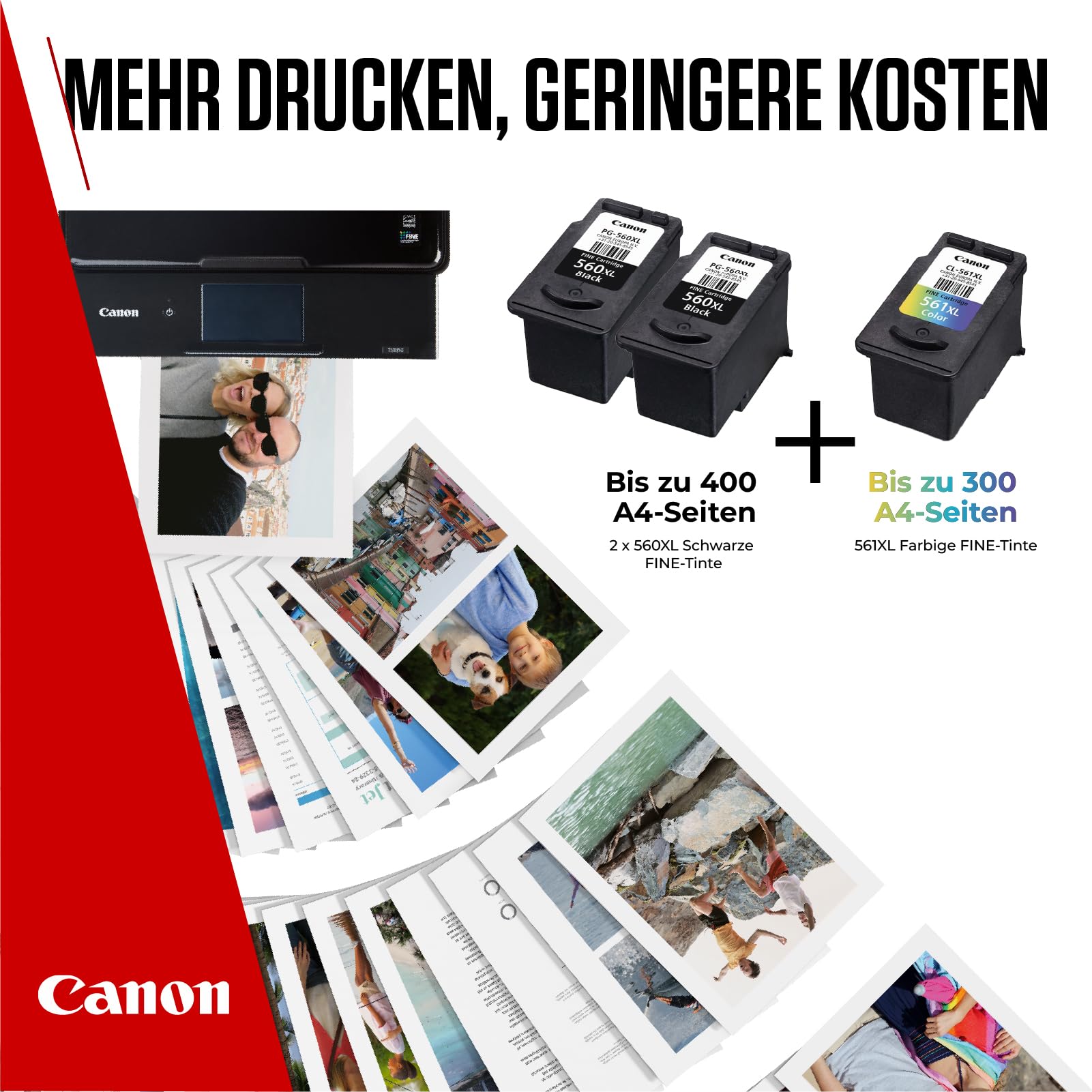Canon Tintenpatronen - PG-560XL/CL-561XL Original Druckerpatronen mit hoher Reichweite 3er Pack (2 x Schwarz, 1 x Farbe)