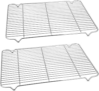 Lot de 2 grilles de refroidissement en acier inoxydable pour rôtir, griller, séchage, anti-rouille, rectangulaires, pour mini four, passe au lave-vaisselle