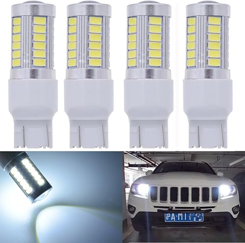 KATUR Paquete de 4 unidades de 950 lúmenes 7443 7444NA base 33 SMD 5050 LED de repuesto para bombilla de incandescencia de automóvil, caravana,