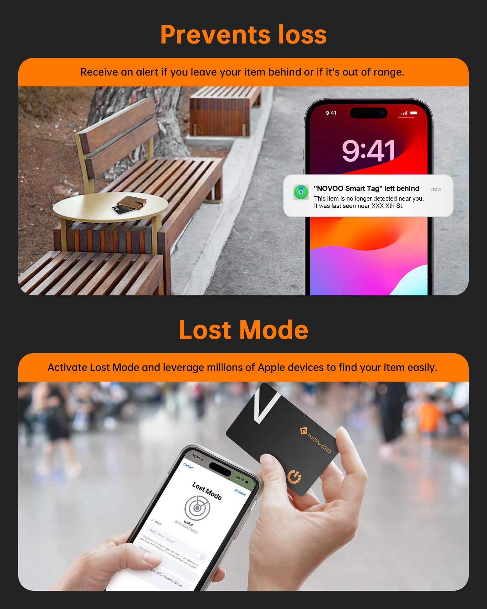 NOVOO Slim SmartCard Wallet Tracker, Air Locator Tag - 1.6mm Thin, 6-Year Battery, IP68 Waterproof, Apple Find My Compatible (iOS Only), Bluetooth GPS Item Finder (1-Pack) — view 5