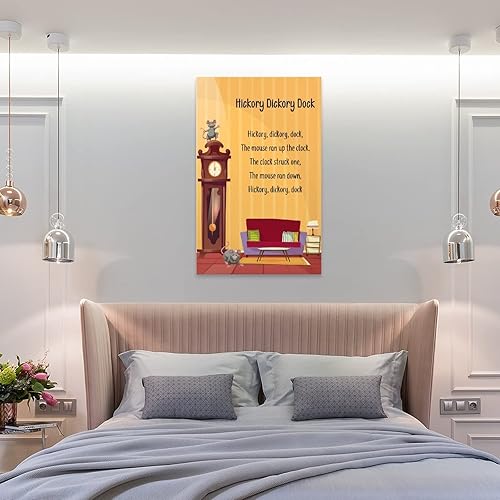 Miniatura 8 de Hickory Dickory Dock - Póster educativo de rimas infantiles para jardín de infantes, póster de lienzo decorativo para pared, pintura al óleo para