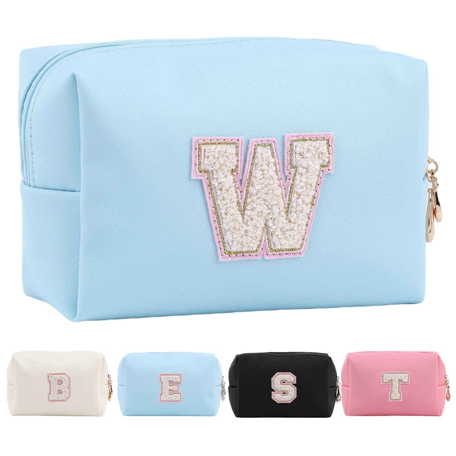 Personalized Makeup Bag,Waterproof Travel Makeup Pouch Cosmetic Bag Birthday Gift for Women Mom，Bride Bridesmaid Cosmetic Bag A-Z — view 158