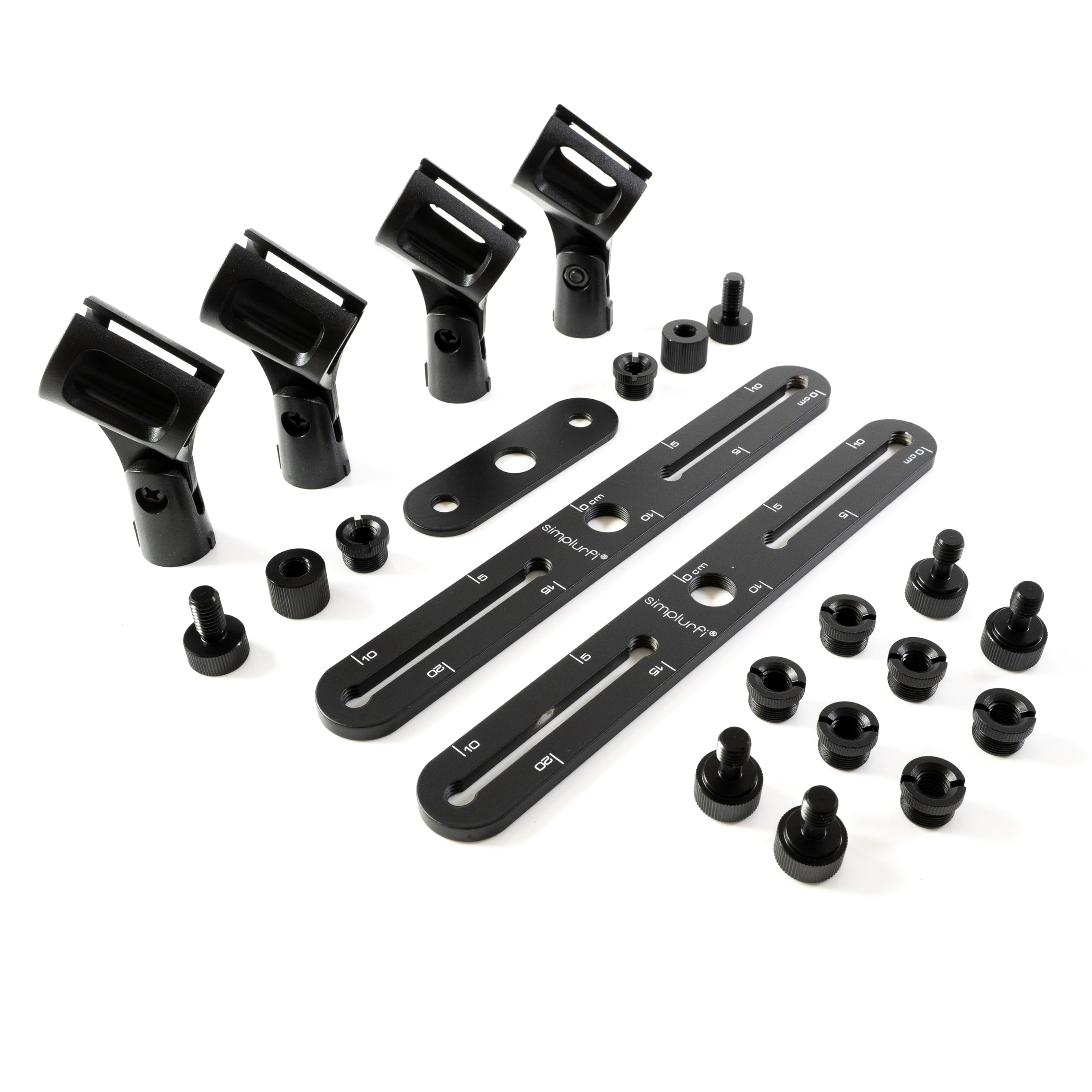 Stereo-Array-Mikrofonhalterung mit linierten Markierungen, hält bis zu 4 Mikrofone, X-Y- und ORTF-Mikrofon-T-Bar-Halterung, passend für 3/8 Zoll und 5/8 Zoll Mikrofonständer mit