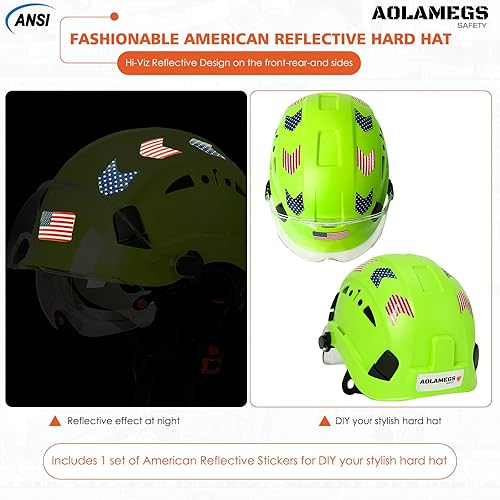 Miniatura 6 de Cascos De Construccion - Casco de construcción con visera doble aprobado por la OSHA - Casco duro ventilado con visera transparente y tintada, casco