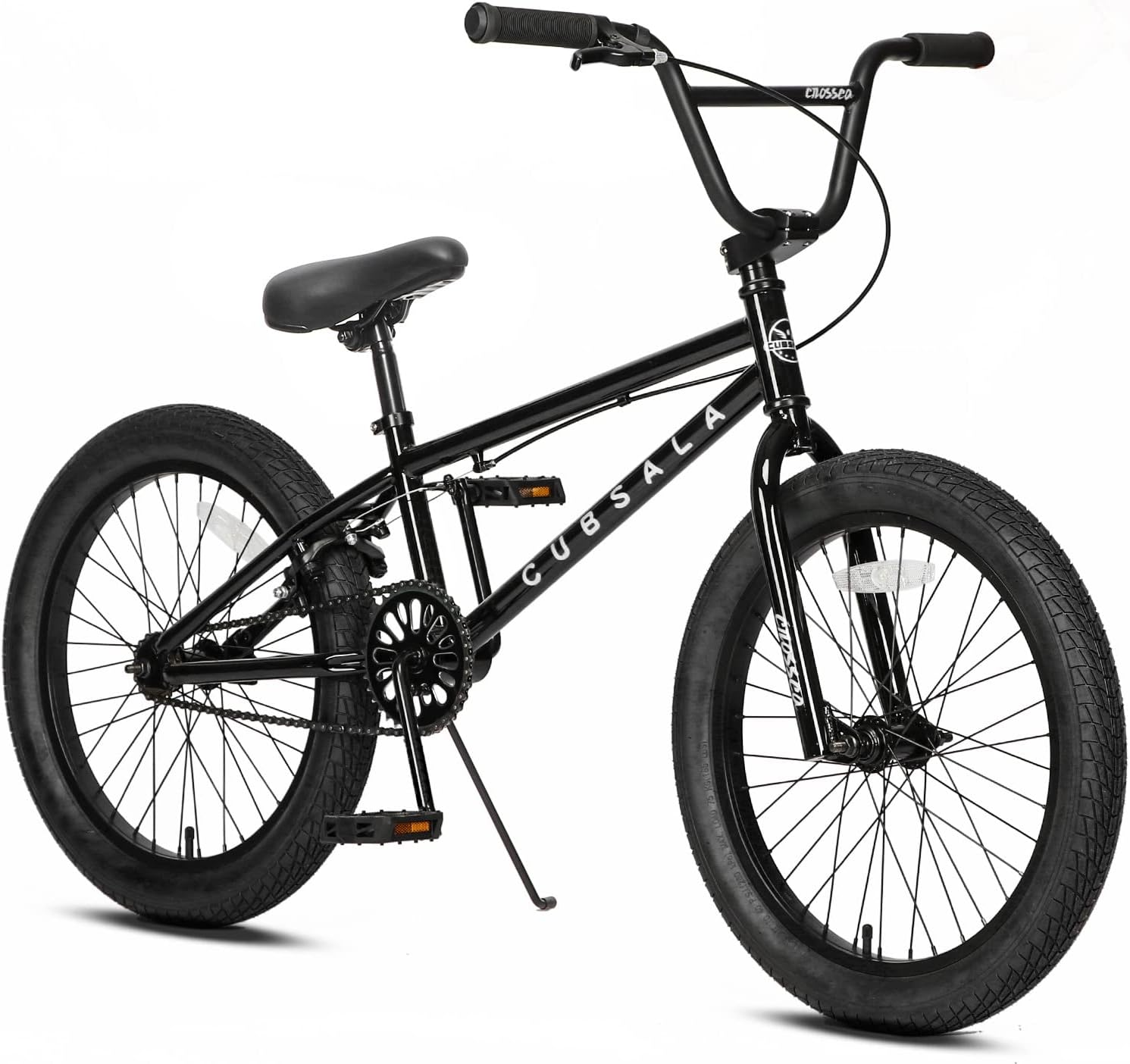 Crossea 18 20 Inch Freestyle BMX Bike for Over 5 Years Old Kids and Beginner-Level Rider, Multiple Colors Black Crossea 20'' (Without Pegs)
