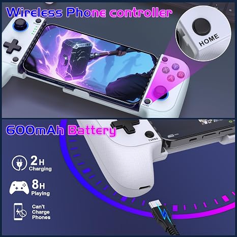 Mobile Game Controllers for iPhone/Android, Hall Effect Phone Controllers Support Phone Case,Game Controllers for Xbox,for PlayStation,Cloud/Steam Gaming