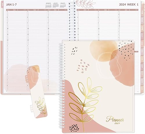 SUNEE Libro de citas 2024, trimestral por hora, semanal y mensual, de enero de 2024 a diciembre de 2024, planificador semanal de 8.5 x 11 pulgadas,