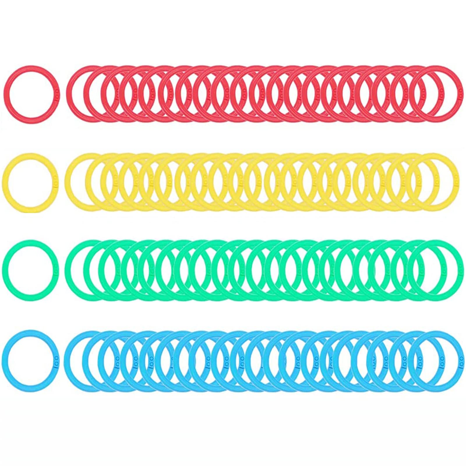 BOMEKS Loose Leaf Binder Rings, 100pcs Plastic Binder RingsColorful Book Loose Leaf Binder Rings Plastic Book Rings for Scrapbook Notebook Keychain, 26mm Diameter