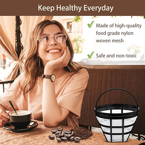 Miniatura 7 de Prasacco Filtros de café reutilizables, filtro de cesta de café, filtros de café de repuesto para filtros de café de cono para filtros de café