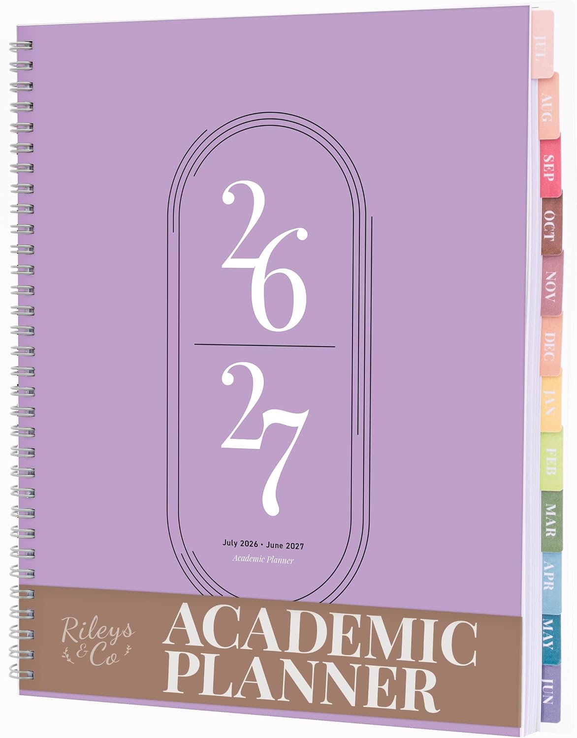 Rileys Academic Planner 2026-2027, Daily, Weekly & Monthly Planner, July 2026 - June 2027, Student Notes Pages, Twin-Wire Binding, Weekly Agenda for School & Work (8.5 x 11-Inches, Lilac)