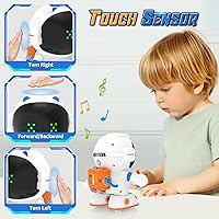 Vista 4 de KaeKid Robots astronautas para niños, robótico parlante inteligente con sensor táctil, control de voz, reconocimiento de voz, cantar, bailar