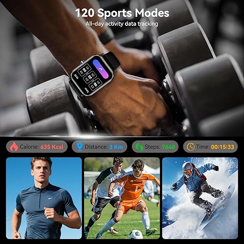 Miniatura 4 de Relojes inteligentes para mujeres y hombres, pantalla táctil HD de 1.83 pulgadas, llamadas Bluetooth, más de 130 modos deportivos profesionales,