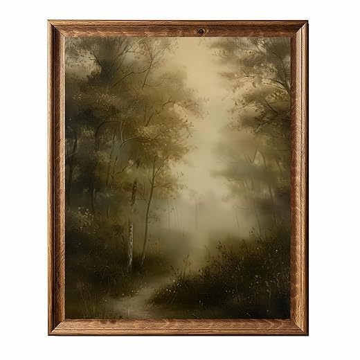 xcanartvy Vintage Landscape Wall Art Print – Moody Countryside Painting with Trees – Unframed Rustic Landscape Artwork for Living Room or Bedroom Home Decor, 11x14 Inch