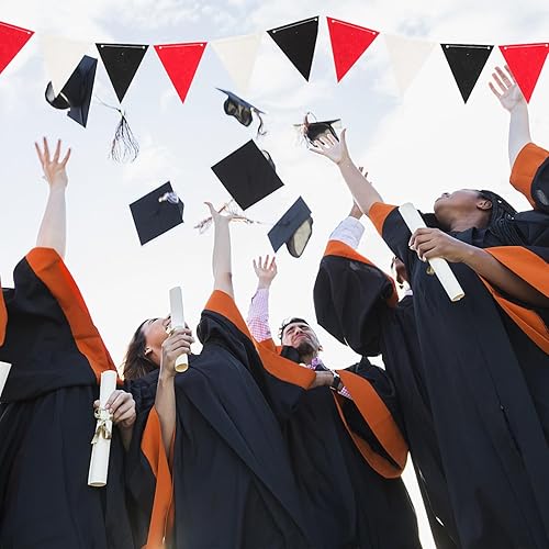 Miniatura 2 de 2 pancartas decorativas para fiestas, banderines negros, rojos, blancos, triangulares, suministros de fiesta de felicitaciones, suministros de