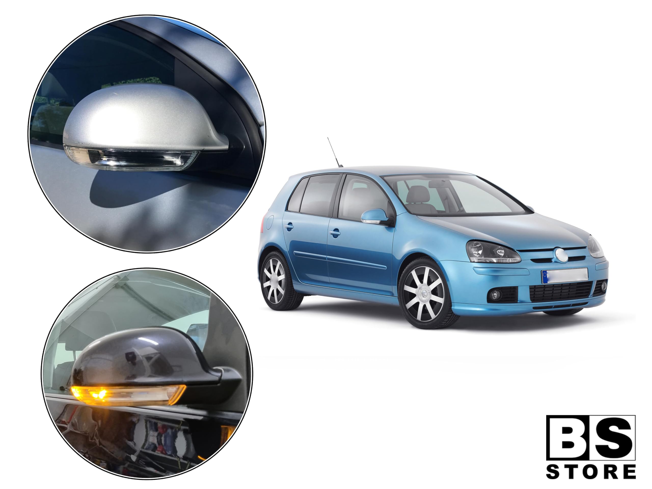 BSSTORE Freccia Specchietto Laterale Indicatore di Direzione LED per GOLF 5, GOLF 6 PLUS, JETTA 2005-2010, PASSAT 2005-2011 (Destra - Lato Passeggero)