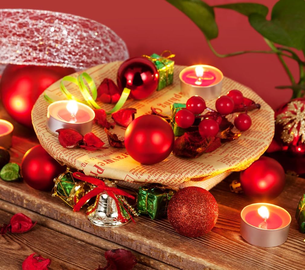 AMS 34ct Christmas Ball Mini Ornaments Party Decorations Shatterproof Festival Pendant Hangings for Xmas Tree Decor(1.57''/40mm,Red) - Image 4