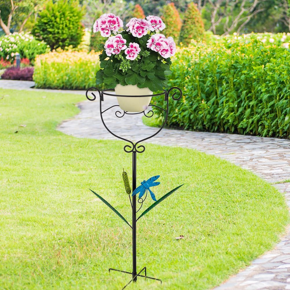 Stargarden Gazing Ball Stand, Metal Gazing Globe Display Stand with Sturdy Stakes,Outdoor Gazing Ball Holder for 10-12 Inch Balls, Gazing Globe Metal Stand for Outdoor Garden Yard