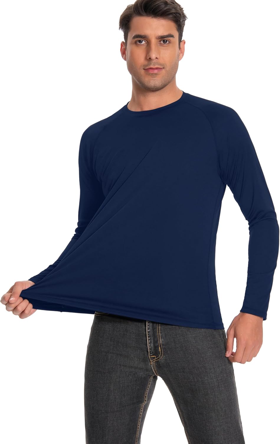 メンズ 日焼け防止シャツ UPF 50+ UV 長袖 ラッシュガード シャツ 軽量 速乾 釣り 水泳 ランニング