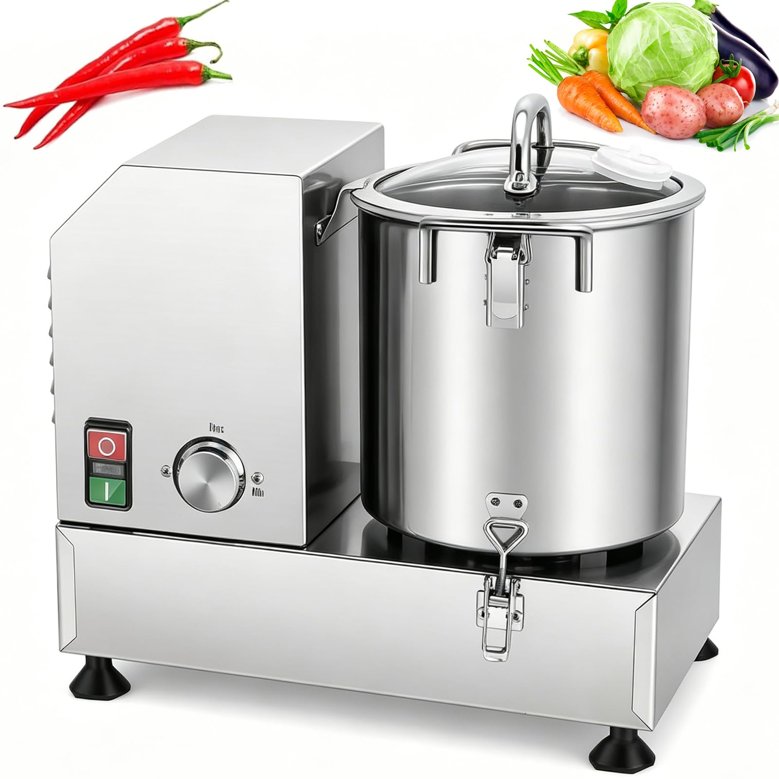 Procesador de Alimentos Comercial 1200W/1800W, Picadora Eléctrica de Verduras de Acero Inoxidable 6L/9L/15L - Picadora de Carne de Velocidad Variable 3700 RPM para Restaurantes & Cocinas de Cater 15L