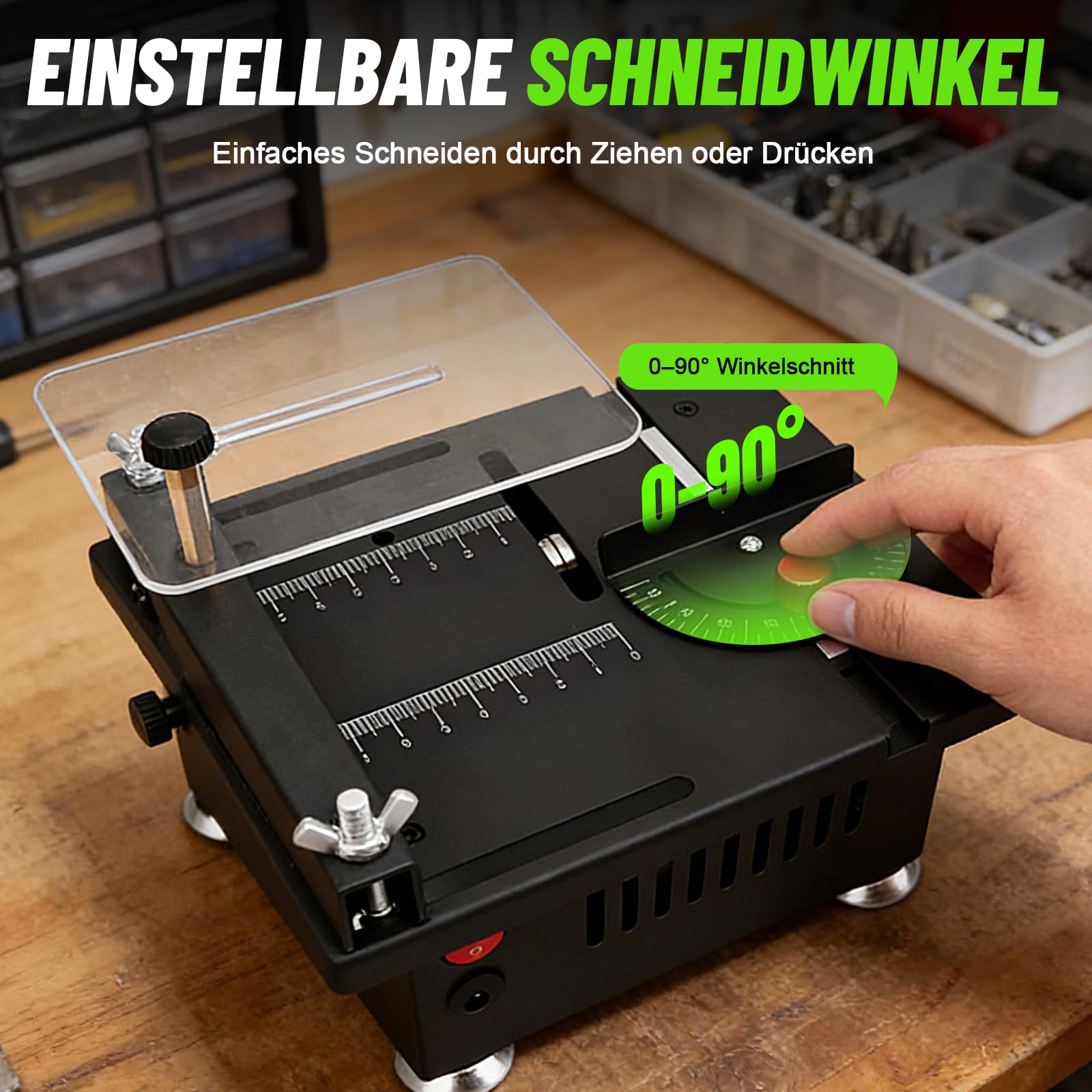 Mini scie circulaire de table 100 W - Scie circulaire portable avec 4 lames, 7 vitesses réglables