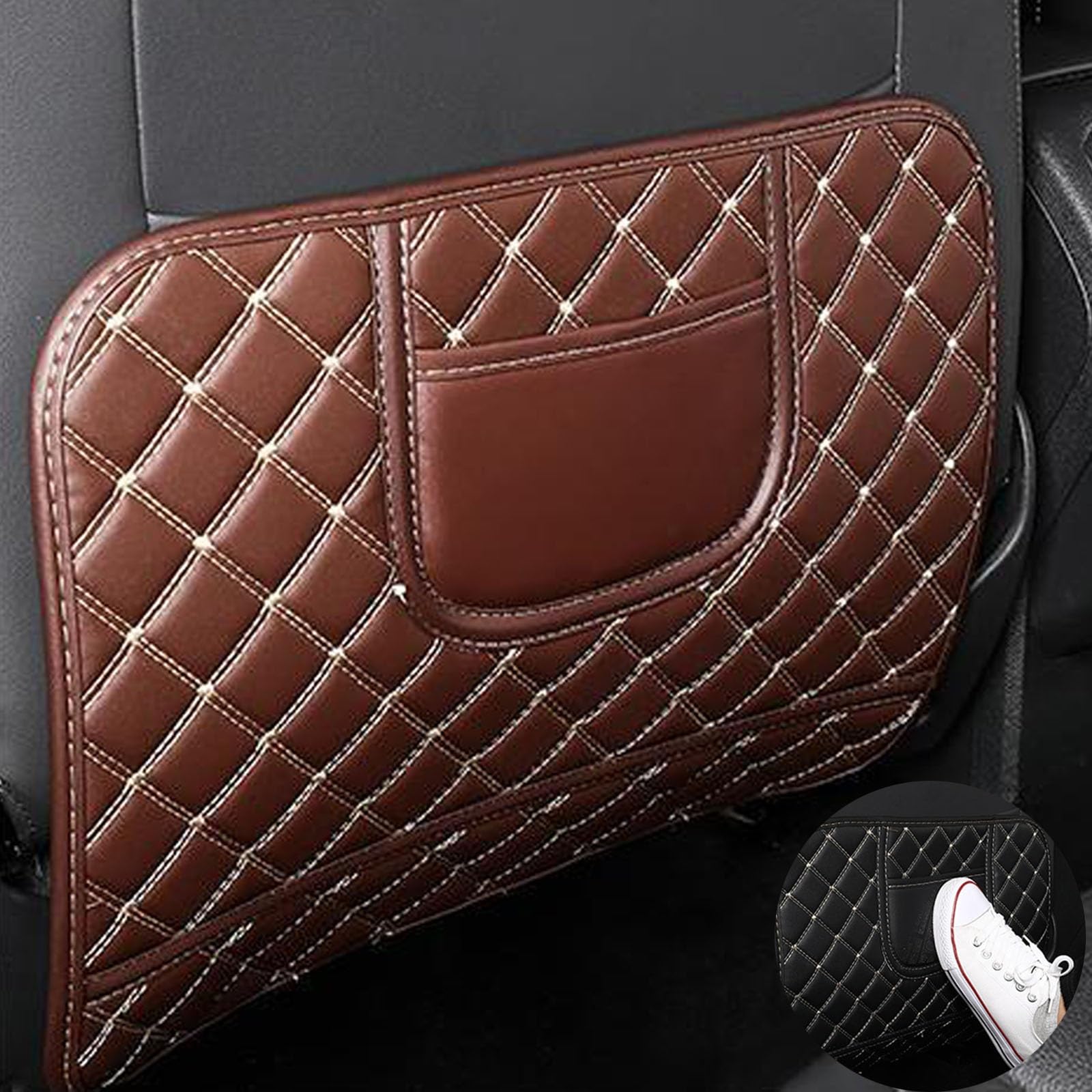 Amazon | フォルクスワーゲン トゥーラン 2016~現行 専用 キックガード 後部座席 シートバックカバー シートバックプロテクター  収納ポケット付き 蹴り防止 汚れ防止 子供用 車用アクセサリー 運転席/助手席対応(ブラウン,短い) | シートカバー | 車＆バイク フォルクスワーゲントゥーラン平成28年~現行モデル専用 シートバックポケット 車用 収納ポケット 後部座席収納 キックガード 折りた