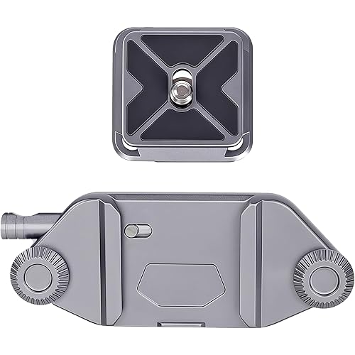 Camera Clip Backpack Clip with Quick Release Plate, Aluminum Backpack Strap Camera Mount Holder with QR Clamp System for Canon, Sony, Nikon, Fuji, DSLR, Action Camera (Silver Grey)