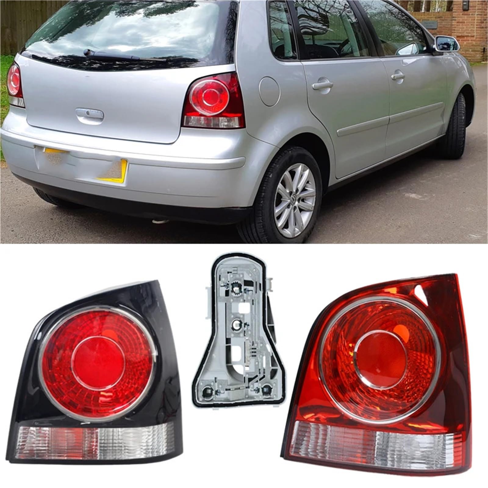 Lampa tylna zespolona Dla Volkswagen VW Polo 9N 9N3 Hatchback 2005-2010 Obudowa tylnego światła Akcesoria samochodowe Płytka drukowana bez żarówki(Red 1 Right)