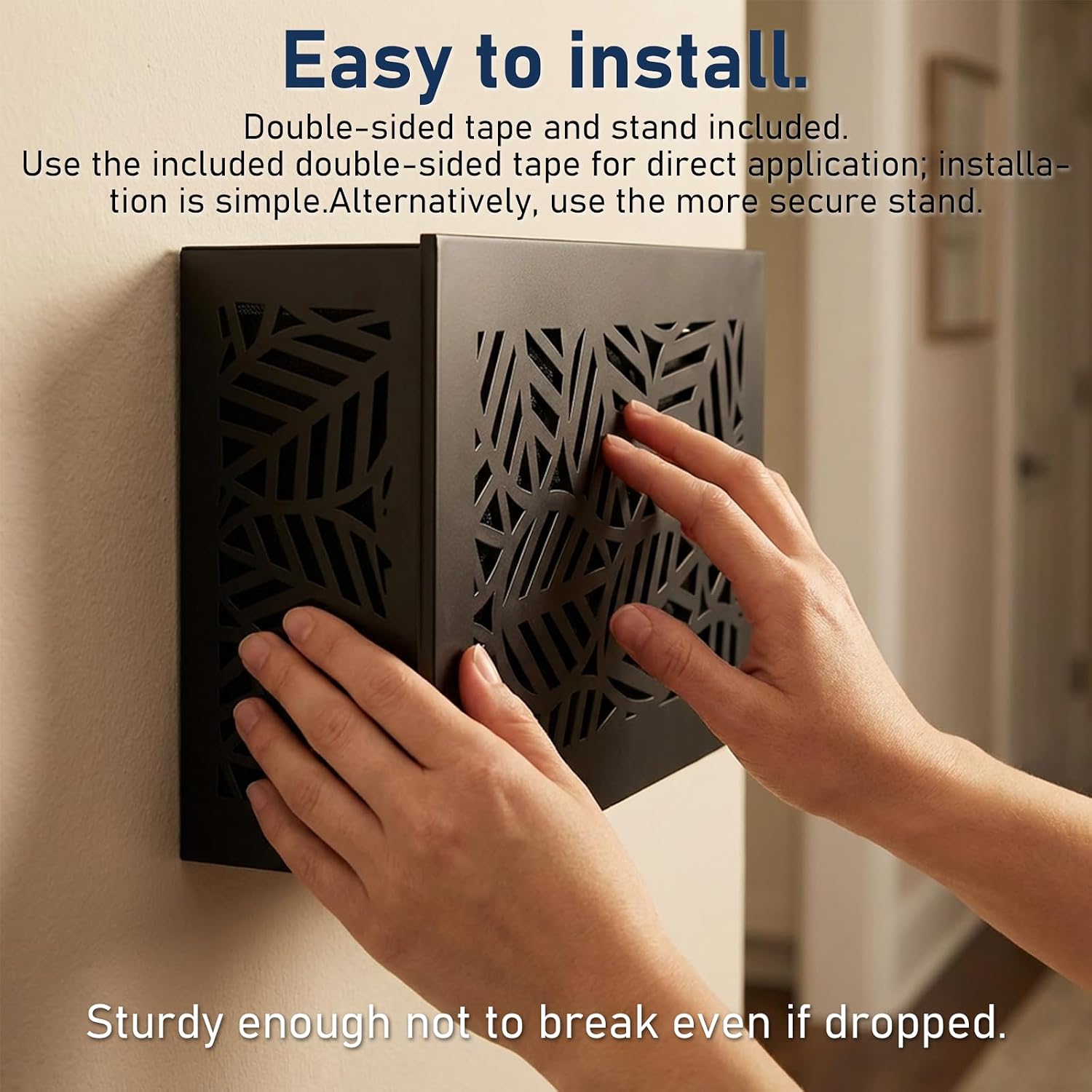 Doorbell Chime Cover Box Only, Black Decorative Doorbell-Cover-Box Sleek Wall-Mounted Decorative Door Bell-Cover Plate With Screws for Chimes wooden doorbell cover box only (Black)