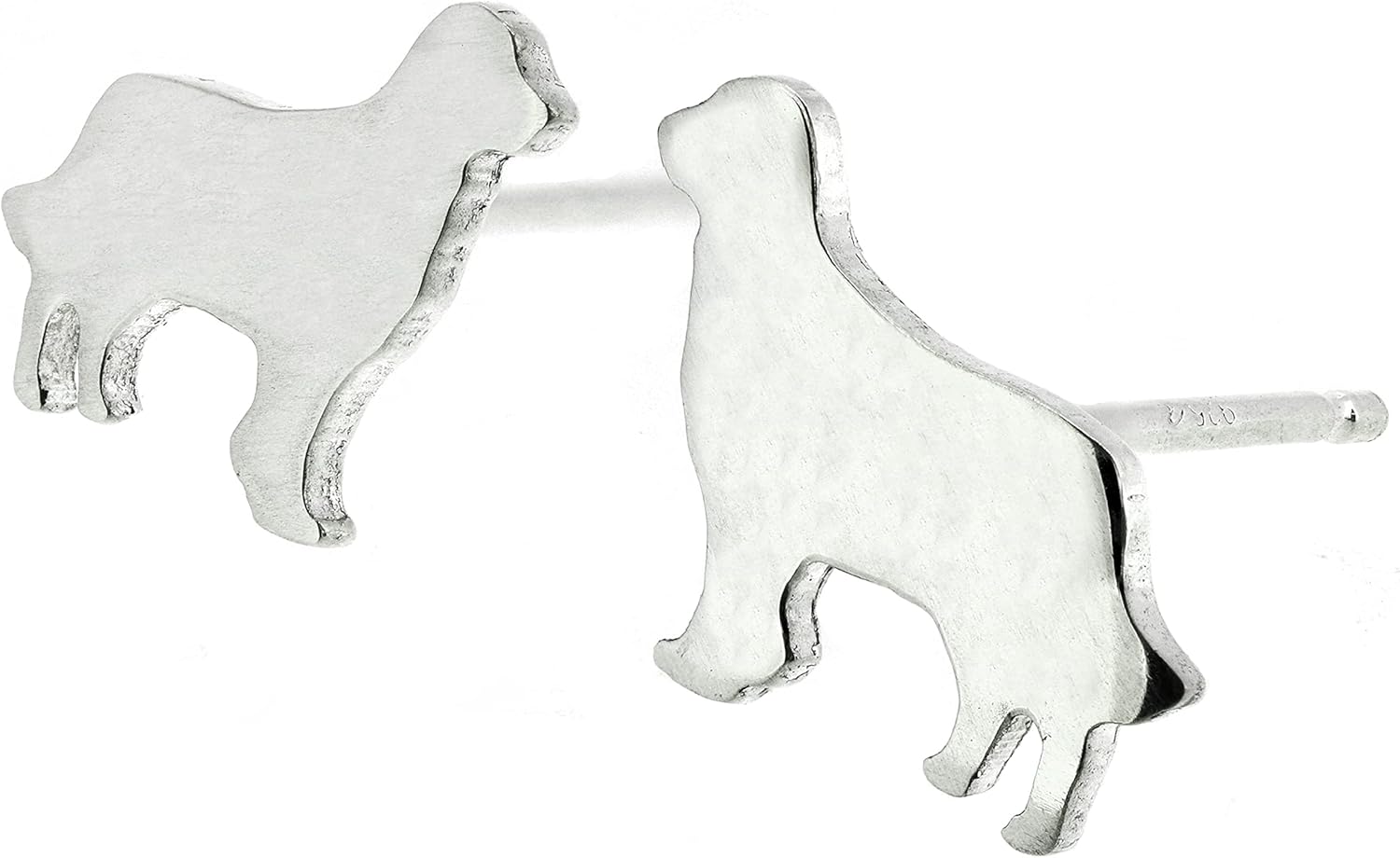 Golden Retriever Dog Stud Earrings Polished Sterling Silver Handmade in USA