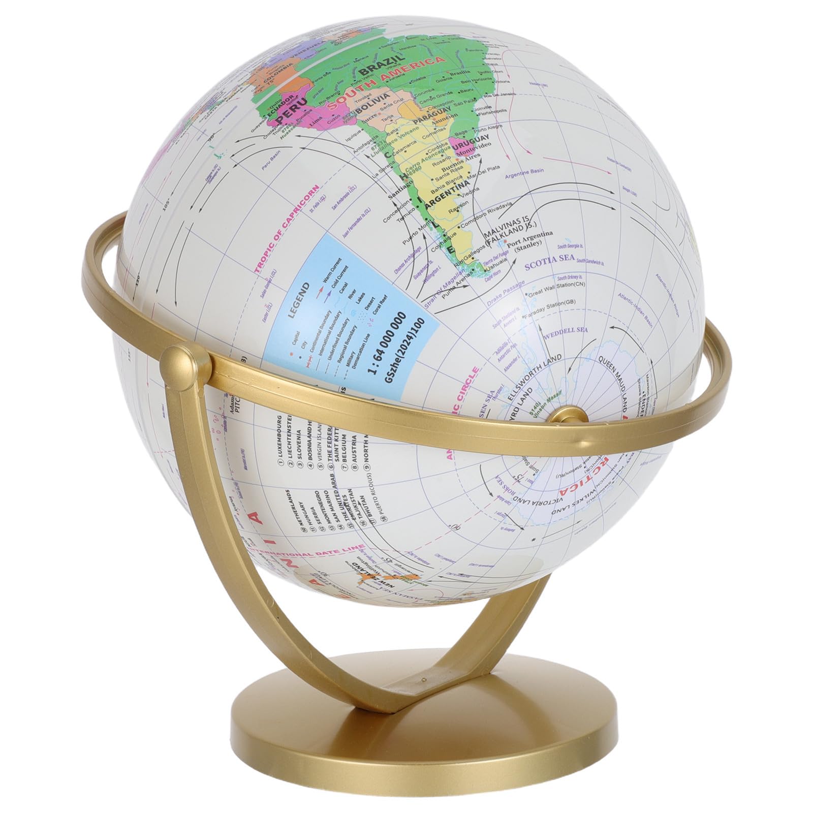 Hemobllo Globe Terrestre Éducatif, Globe en Plastique Abs Pvc, 20cm, Rotatif, Blanc, Outil Pédagogique de Géographie pour Classe, Garçon et Filles et Étudiants