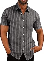 Vista 1 de COOFANDY Men's Linen Shirts Casual Button Down Short Sleeve Summer Beach Shirt Hawaiian Vacation Shirts