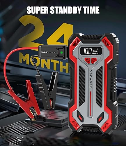 Miniatura 6 de Arrancador de coche, batería de coche de 5000 A para motores de gasolina de hasta 10L y 8L diésel, paquete de energía portátil de 12 V con caja de